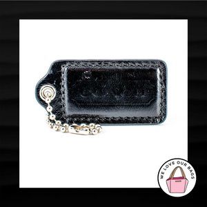 2.5" Large COACH BLACK PATENT LEATHER KEY FOB BAG CHARM KEYCHAIN HANGTAG TAG